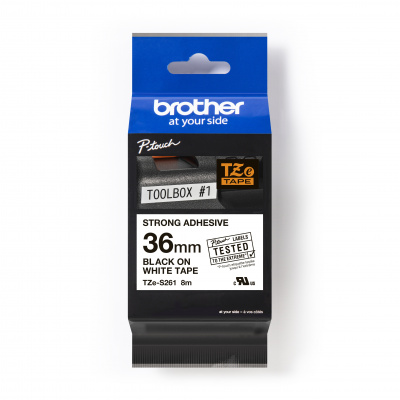 Brother TZ-S261 / TZe-S261 Pro Tape, 36mm x 8m, černý tisk/bílý podklad, originální páska