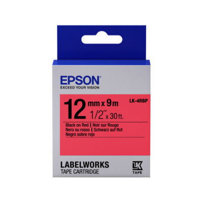 Epson LabelWorks LK-4RBP C53S654007 12mm x 9m, černý tisk / pastelově červený podklad, originální páska