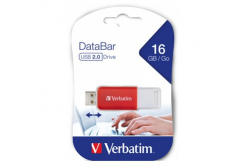 Verbatim USB flash disk, USB 2.0, 16GB, DataBar, červený, 49453, pro archivaci dat