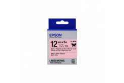 Epson LabelWorks LK-4PBK C53S654031 12mm x 5m, černý tisk / růžový podklad, textilní stuha, originální páska