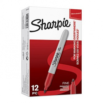 Sharpie S0810940, popisovač Fine, červený, 12ks, 0.9mm, permanentní