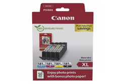 Canon CLI-581XL 2052C006 barevná (CMYK) sada originální cartridge + fotopapír