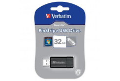 Verbatim USB flash disk, USB 2.0, 32GB, PinStripe, Store N Go, černý, 49064, USB A, s výsuvným konektorem