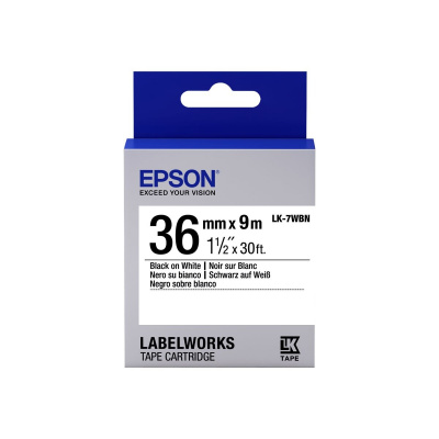 Epson LabelWorks LK-7WBN C53S657006 36mm x 9m, černý tisk / bílý podklad, originální páska