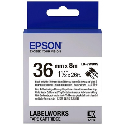 Epson LabelWorks LK-7WBVS C53S657014 36mm x 8m, černý tisk / bílý podklad, samo-laminovací, originální páska