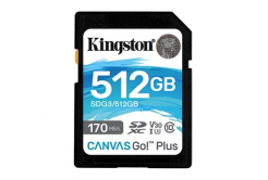 Kingston paměťová karta Canvas Go! Plus, 512GB, SDXC, SDG3/512GB, UHS-I U3 (Class 10), A2, V30