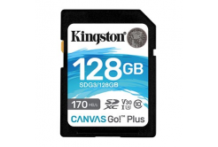 Kingston paměťová karta Canvas Go! Plus, 128GB, SDXC, SDG3/128GB, UHS-I U3 (Class 10), V30