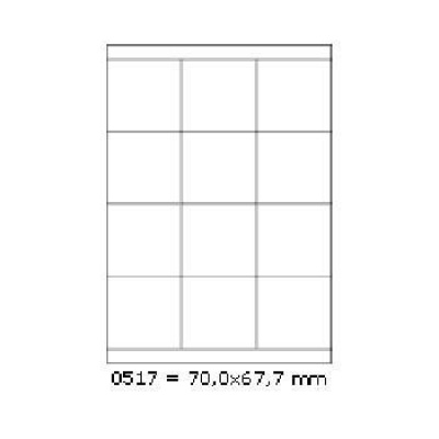 Samolepicí etikety 70 x 67,7 mm, 12 etiket, A4, 100 listů