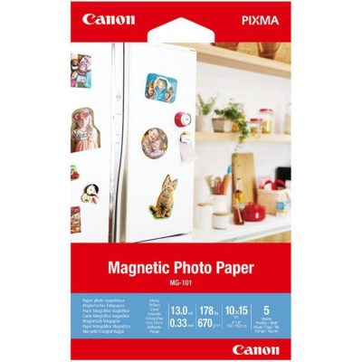 Canon 3634C002 Magnetic Photo Paper, foto papír, lesklý, bílý, Canon PIXMA, 10x15cm, 4x6", 670 g/m2, 5 ks