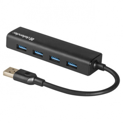 USB (3.0) HUB 4-port, Quadro Express, černý, Defender, kompaktní