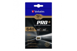 Verbatim paměťová karta micro SDXC Pro+, 64GB, micro SDXC, 44034, UHS-I U1 (Class 10), s adaptérem