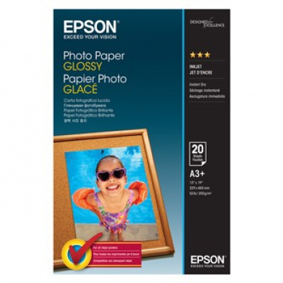 Epson Photo Paper Glossy, foto papír, lesklý, bílý, A3+, 200 g/m2, C13S042535, pro inkoustové tiskárny