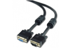 Kabel CABLEXPERT CC-PPVGAX-6B prodlouž  mon  15M/15F VGA  1,8m stíněný ferrity, černý