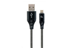 Kabel CABLEXPERT CC-USB2B-AMmBM-2M-BW USB 2.0 AM na MicroUSB (AM/BM), 2m, opletený, černo-bílý, blister, PREMIUM QUALITY