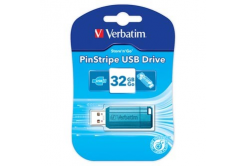 Verbatim USB flash disk, USB 2.0, 32GB, PinStripe, Store N Go, modrý, 49057, USB A, s výsuvným konektorem