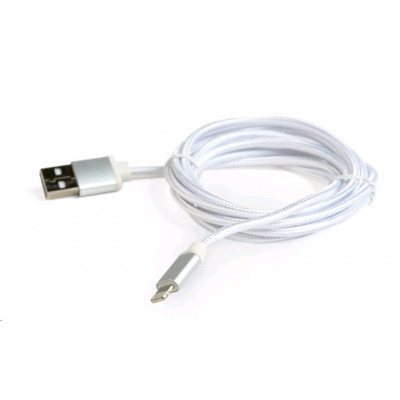 Kabel CABLEXPERT CCB-mUSB2B-AMLM-6-S USB 2.0 Lightning (IP5 a vyšší) nabíjecí a synchronizační kabel, opletený, 1,8m, stříbrný, blister