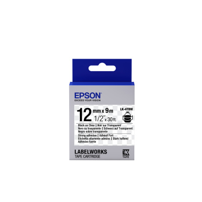 Epson LabelWorks LK-4TBW C53S654015 12mm x 9m, černý tisk / průhledný podklad, silně lepicí, originální páska