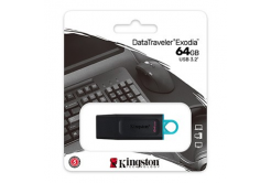 Kingston USB flash disk, USB 3.0, 64GB, DataTraveler Exodia, černý, DTX/64GB, USB A, s krytkou