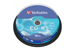 Verbatim CD-R, 43437, Extra Protection, 10-pack, 700MB, 52x, 80min., 12cm, bez možnosti potisku, cake box, pro archivaci dat