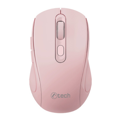 Myš C-TECH WLM-12 Dual mode, bezdrátová, BT5.0 + 2,4GHz, 1600DPI, 6 tlačítek, USB nano receiver, růžová