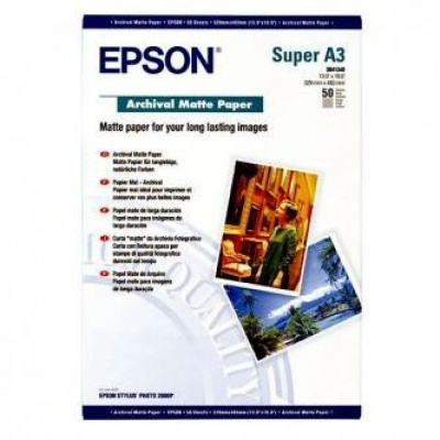 Epson S041340 Archival Matte Paper, bílá, 50, ks S041340, pro inkoustové tiskárny, 330x480mm (A3+), 