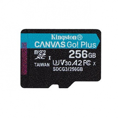 Kingston paměťová karta Canvas Go! Plus, 256GB, micro SDXC, SDCG3/256GBSP, UHS-I U3, A2, V30