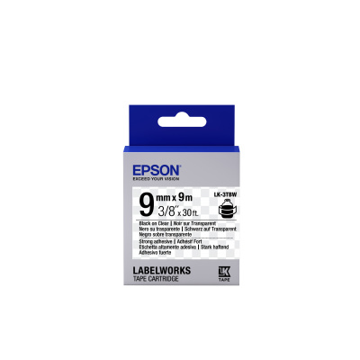 Epson LabelWorks LK-3TBW C53S653006 9mm x 9m, černý tisk / průhledný podklad, silně lepicí, originální páska