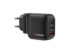 GaN cestovní nabíječka do sítě Verbatim, USB 3.0, USB C, šedá, 65 W, vyměnitelné vidlice C,G,A