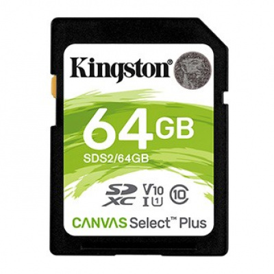 Kingston paměťová karta Canvas Select Plus, 64GB, SDXC, SDC2/64GB, UHS-I U3 (Class 10), A1